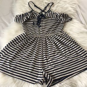 Dear Creaturs sailor stripe ruffle romper Small
